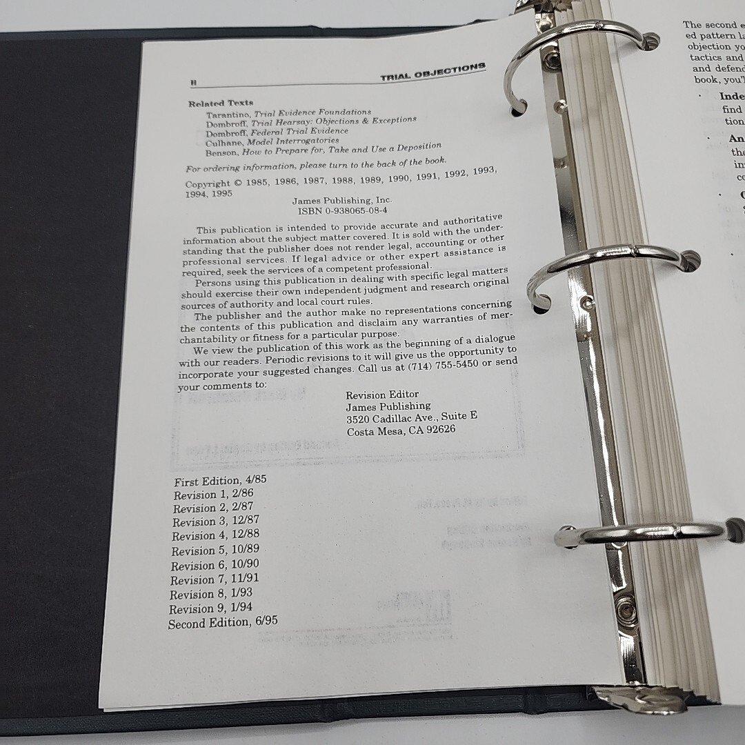 Trial Objections Second Edition – Mark A. Dombroff – Ringbound & Tabbed 1995