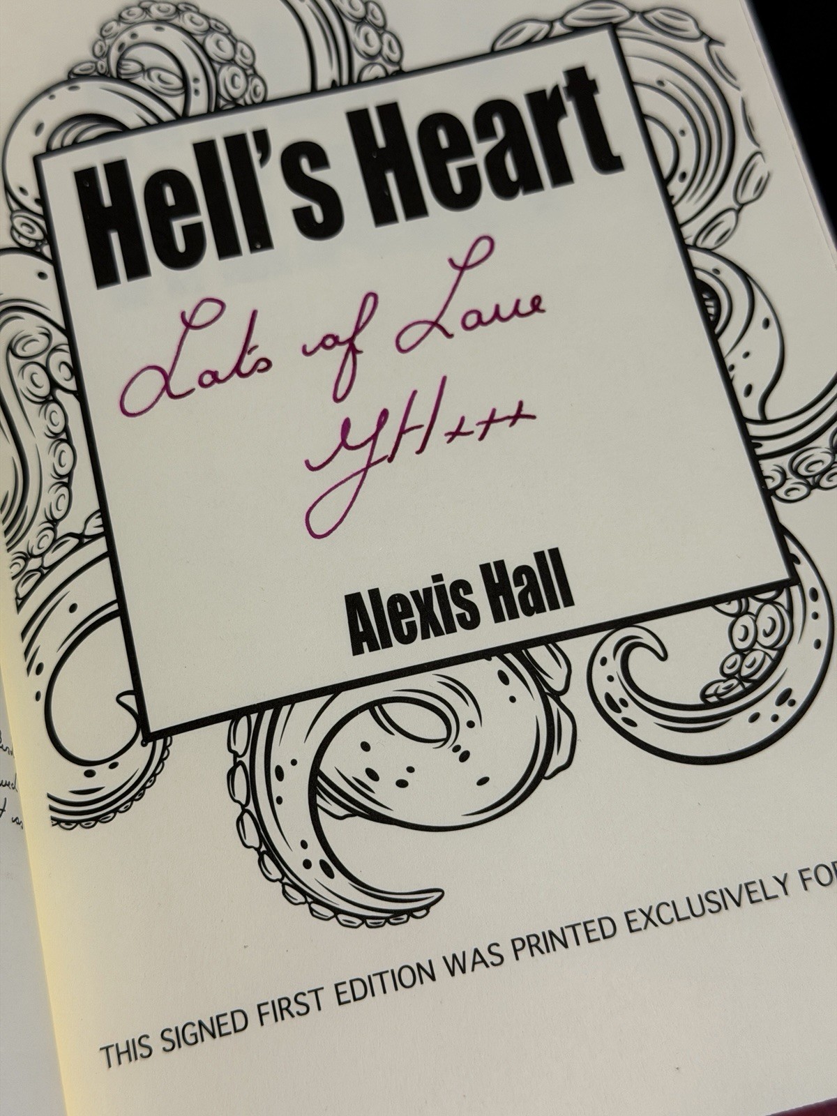 HELL’S HEART by Alexis Hall SIGNED Limited 1st Edition HC/DJ