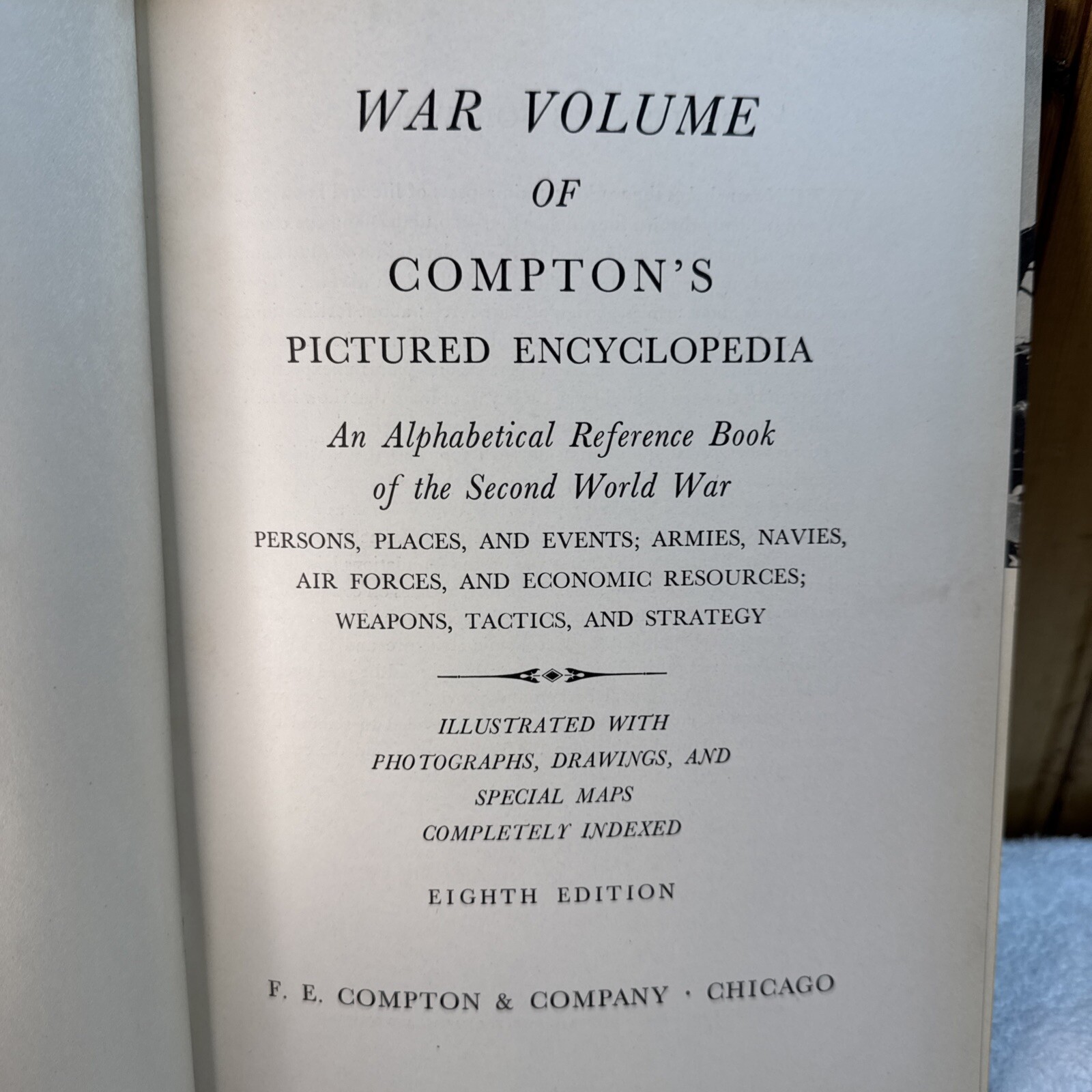 War Volume Compton&rsquo;s Pictured Encyclopedia Hardcover Book 1942