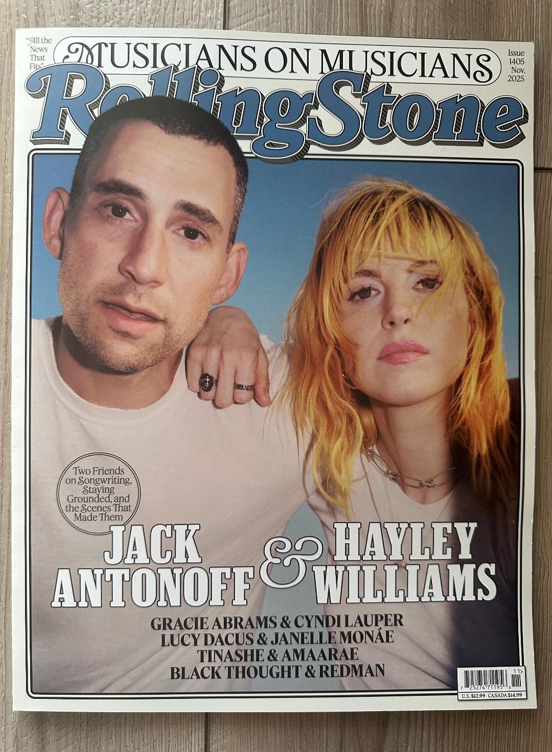 2025 ROLLING STONE November Issue JACK ANTONOFF & HAYLEY WILLIAMS Musicians New