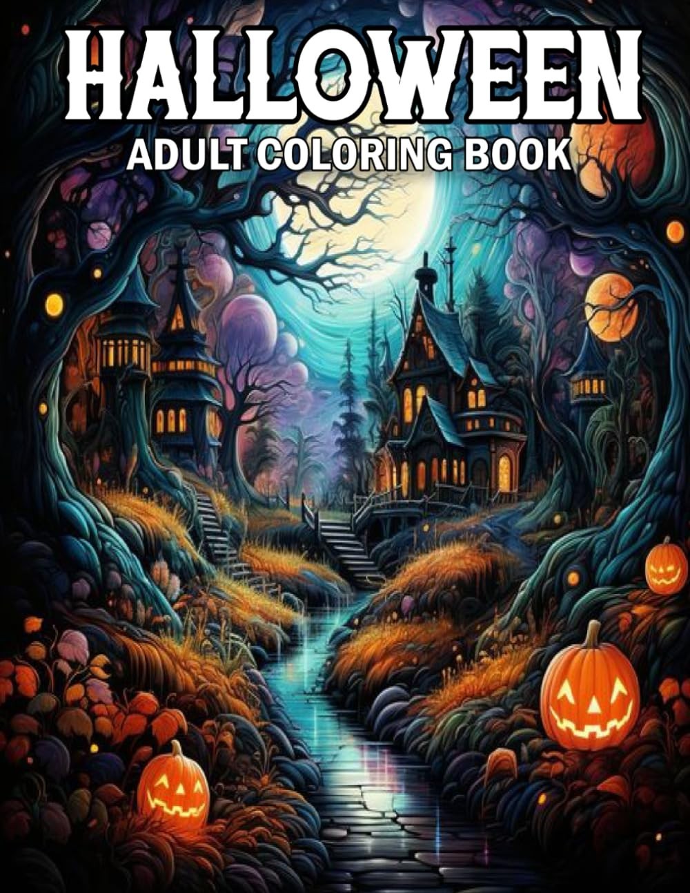 Halloween Coloring Book: 50 Easy Autumn Designs for Adults and Seniors