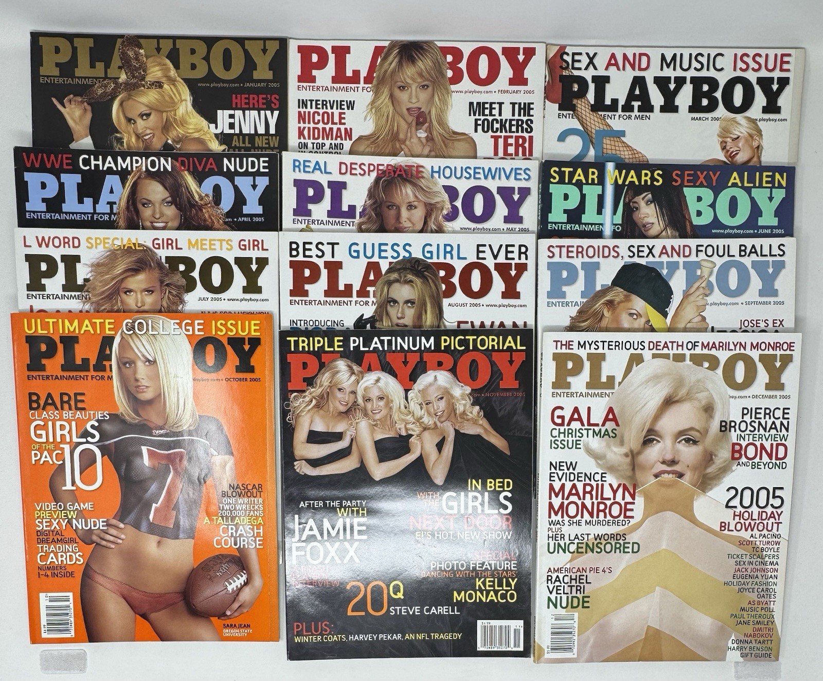 VTG Playboy Magazine 2005 FULL YEAR SET – Complete 12 ISSUES ft. Marilyn Monroe