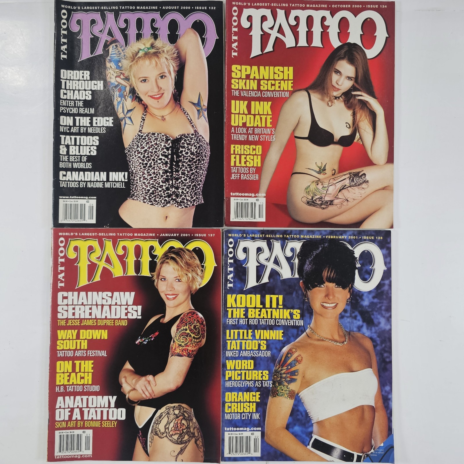 Vintage 1990s Lot Of 4 Tattoo Magazines Issue #132, 134, 137, & 138