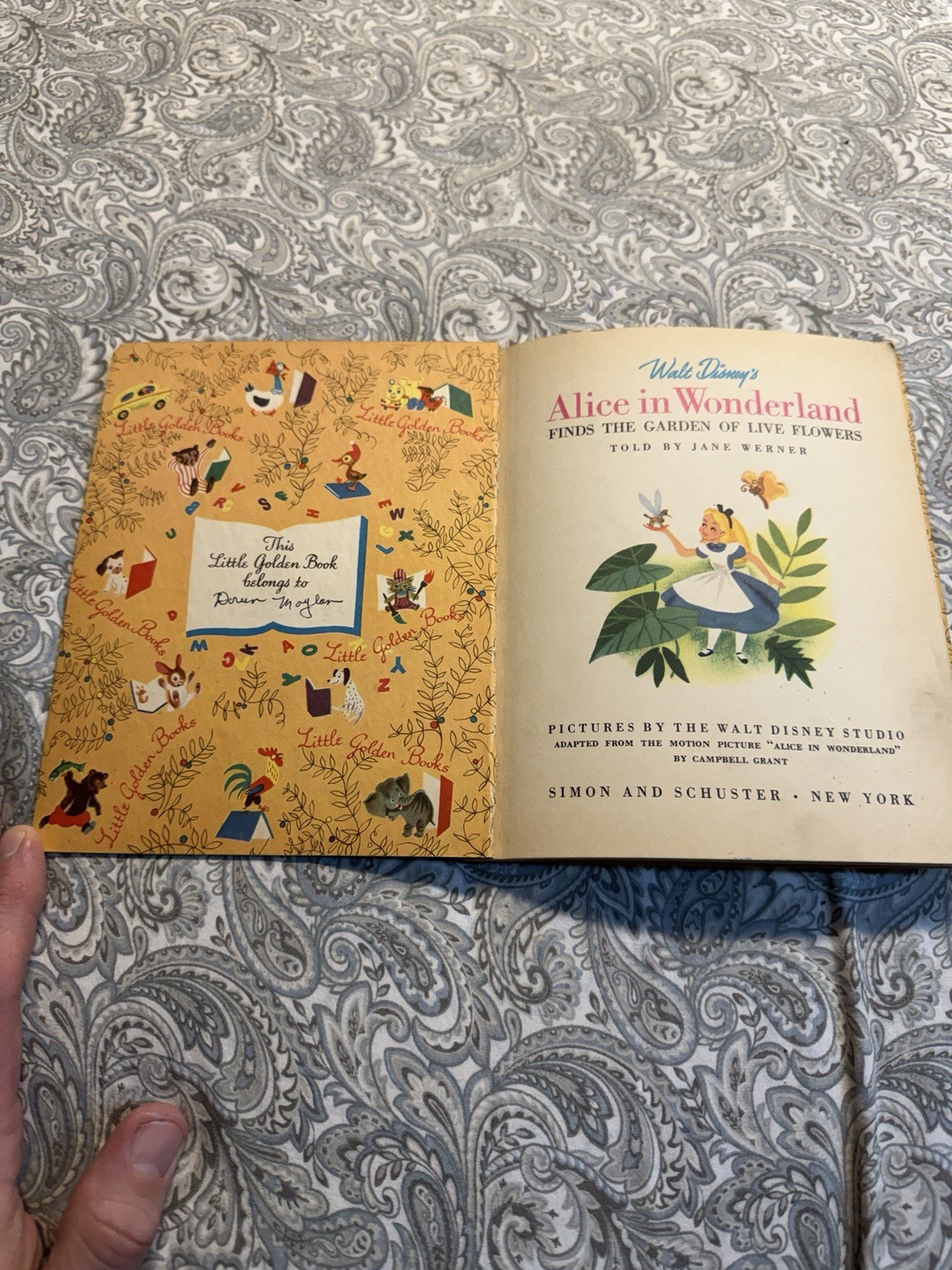 Alice in Wonderland Finds the Garden of Live Flowers Little Golden Book 1951