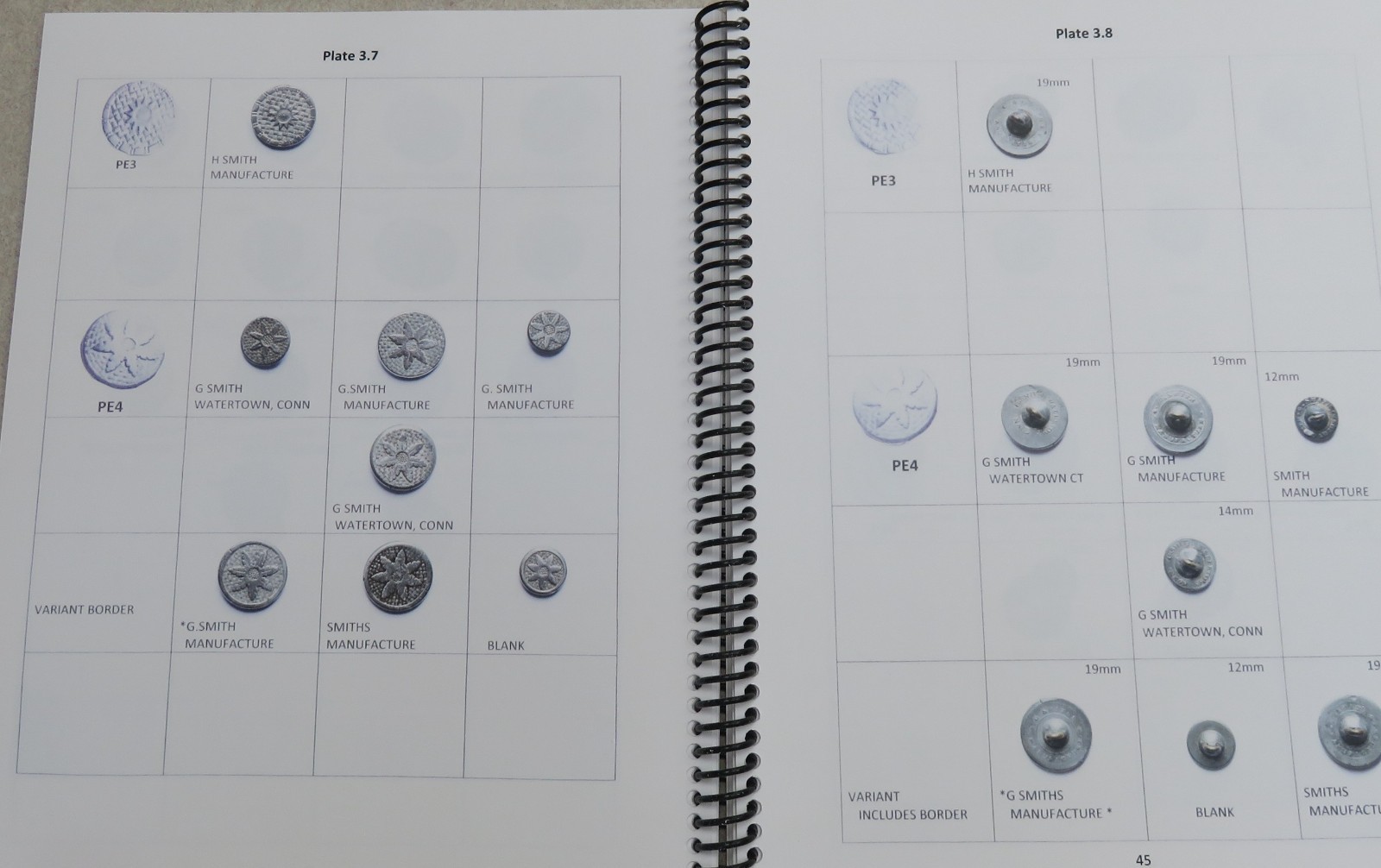 HARD WHITE PEWTER BUTTON BOOK