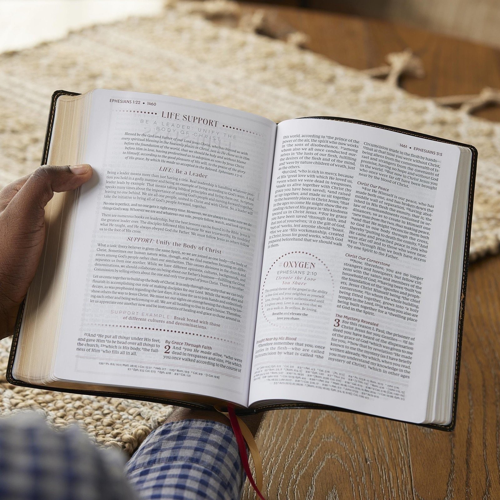 The Breathe Life Holy Bible: Faith in Action (NKJV, Black Leathersoft, Red…