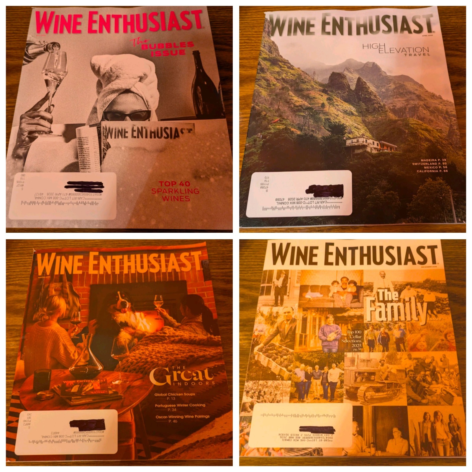 Lot of 4 Wine Enthusiast Magazines-Dec 2025, Winter 2026, April 2026, May 2026