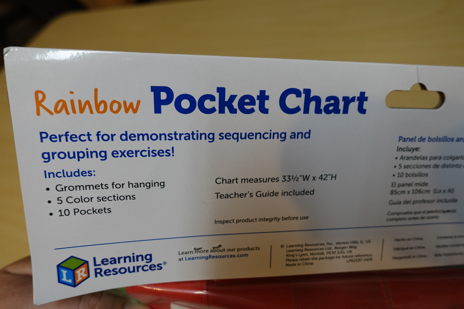 Learning Resources Rainbow Pocket Chart, 42 L x 33-1/2 W in, Multi-color