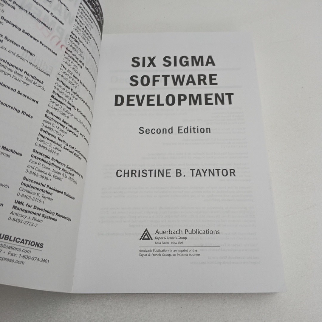 Six Sigma Software Development by Christine B. Tayntor Trade Paperback 2007
