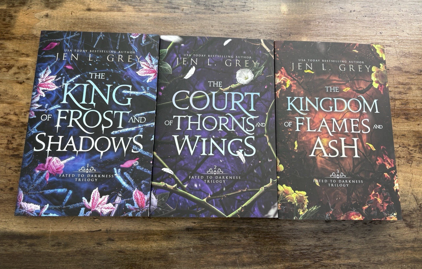 Fated To Darkness Trilogy SIGNED Sprayed Edges Jen L Grey Fantasy Indie Romance
