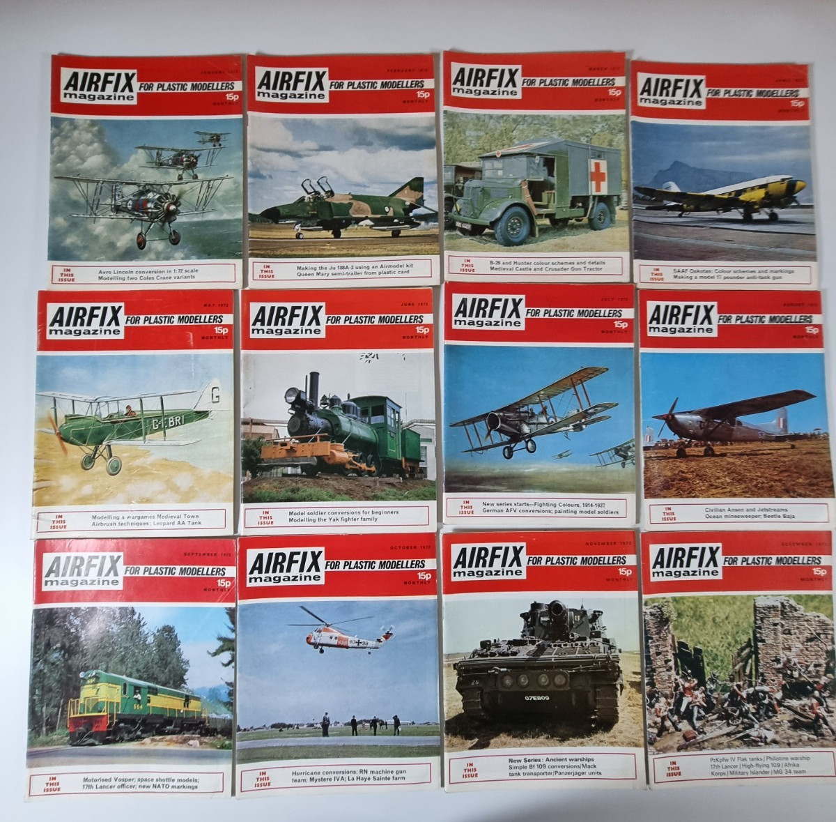 Airfix Magazine For Modellers 1972 All 12 Issues Jan to Dec Complete Set