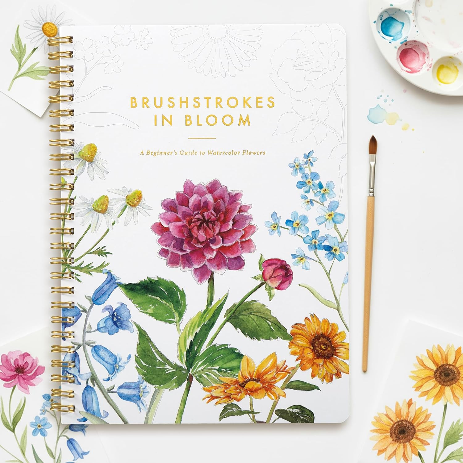 Beautiful Watercolor Workbook for Beginners – Relaxing 6.5 x 9 inches, Floral