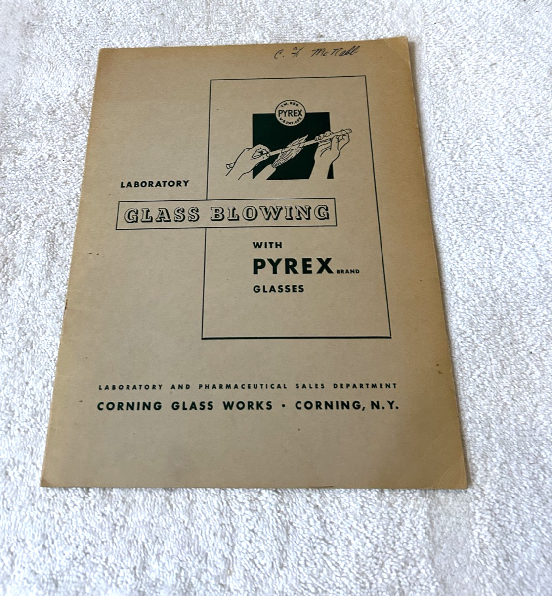 Laboratory GLASS BLOWING with PYREX glasses Corning Glass Works pb 1946