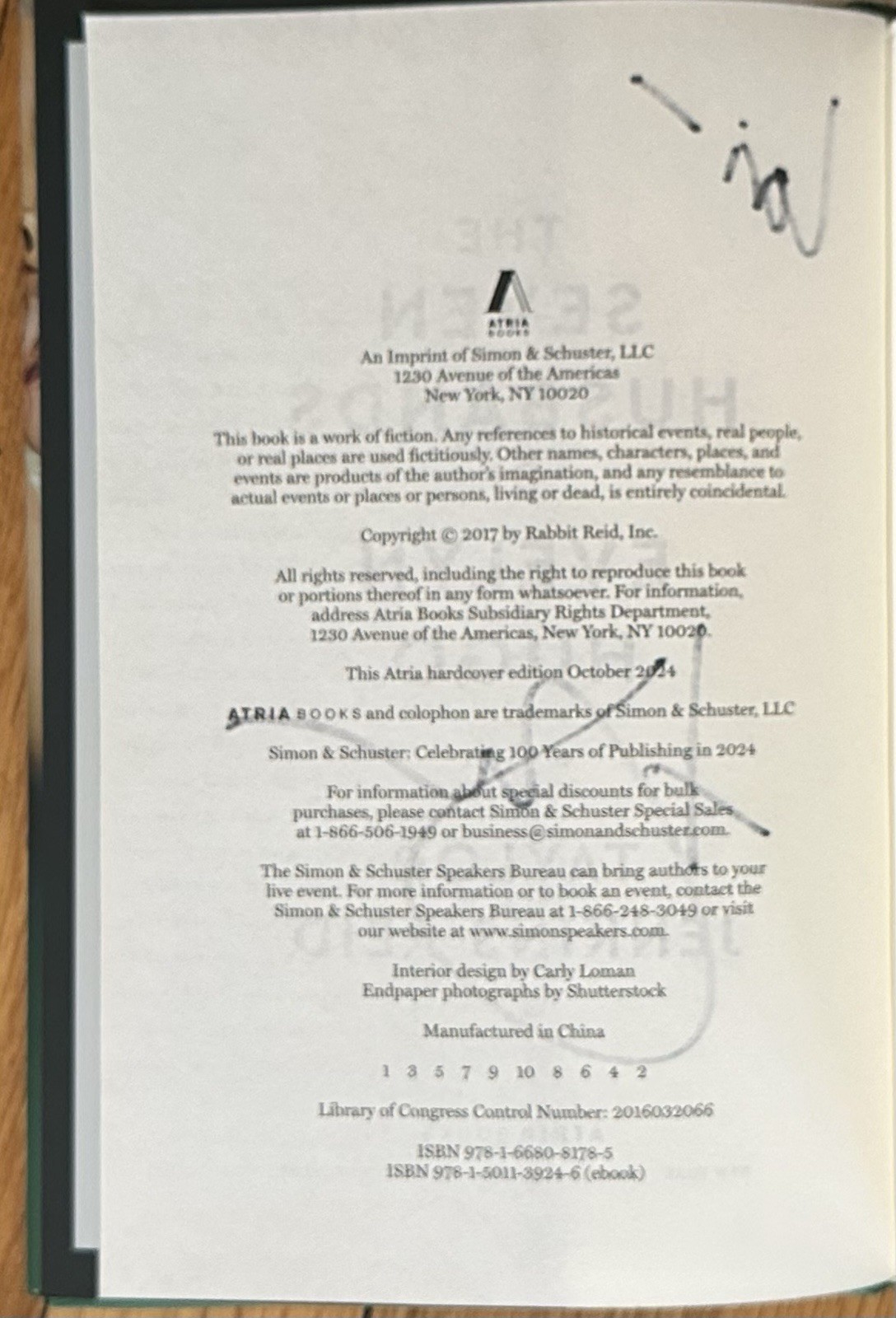 Taylor Jenkins Reid SIGNED The Seven Husbands of Evelyn Hugo 1st print HC Deluxe