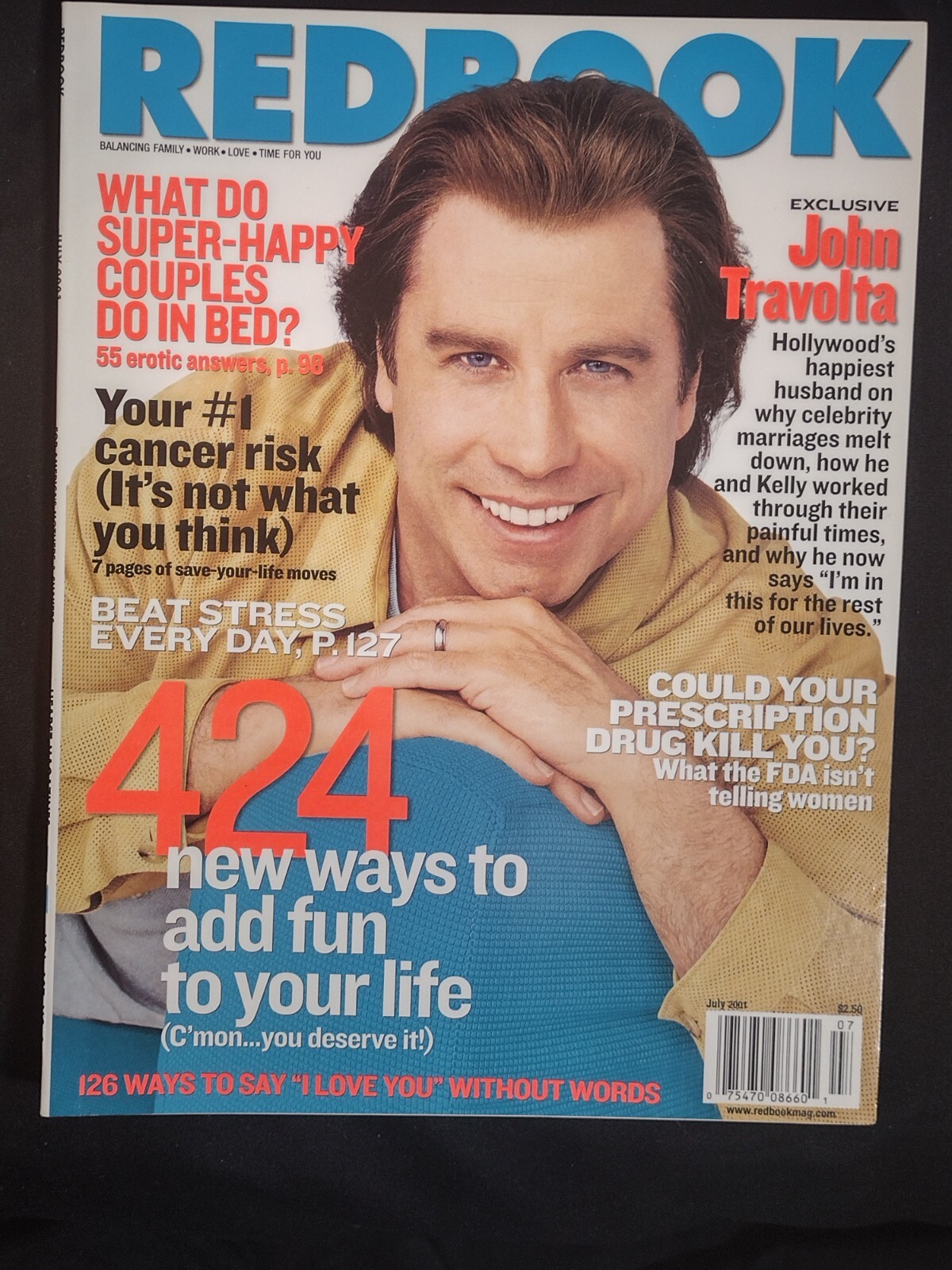 Redbook Magazine July 2001 JOHN TRAVOLTA Cover + 424 Ways To Add Fun To Add Fun