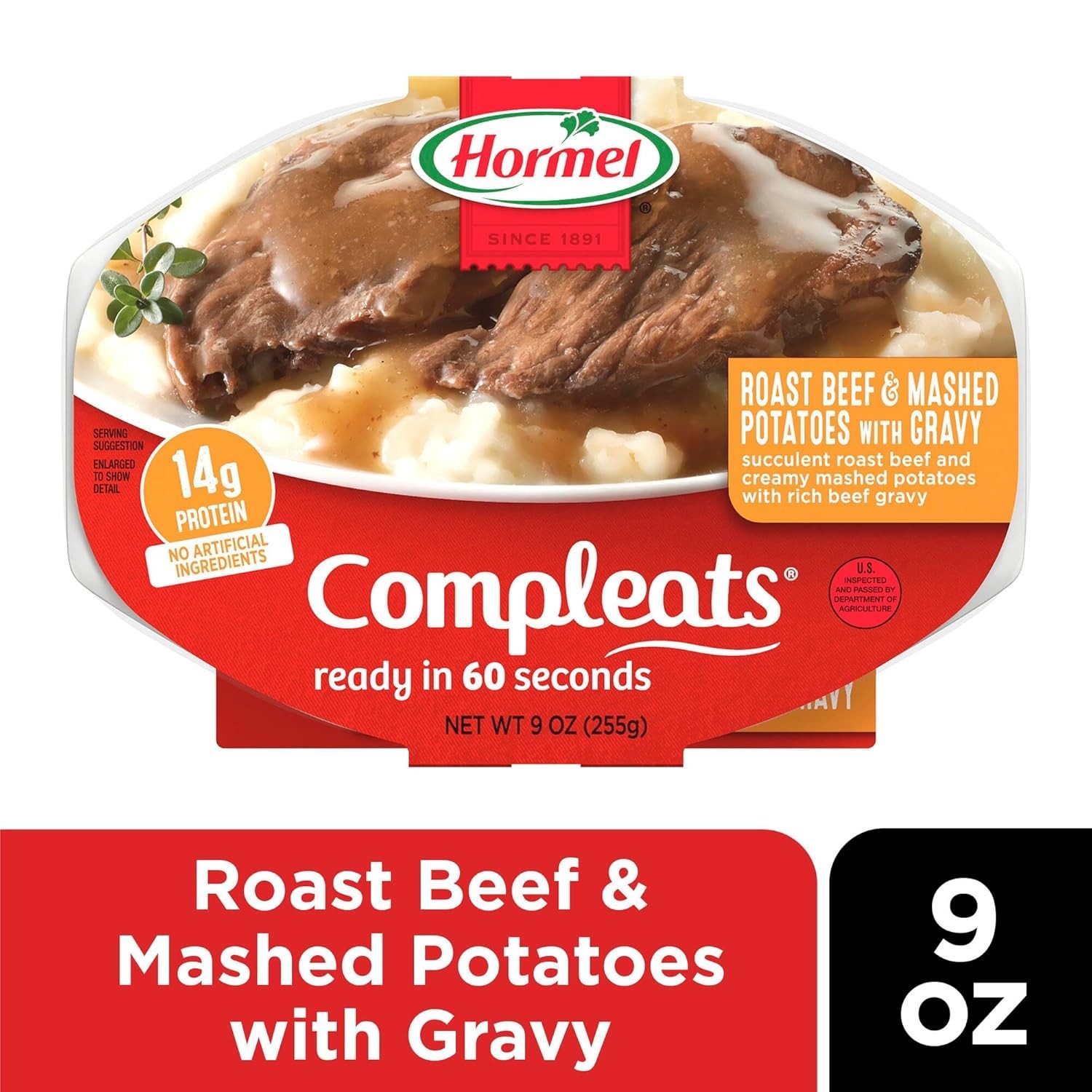 Roast Beef & Mashed Potatoes Microwave Tray – 9oz Pack of 6 for Quick Meals