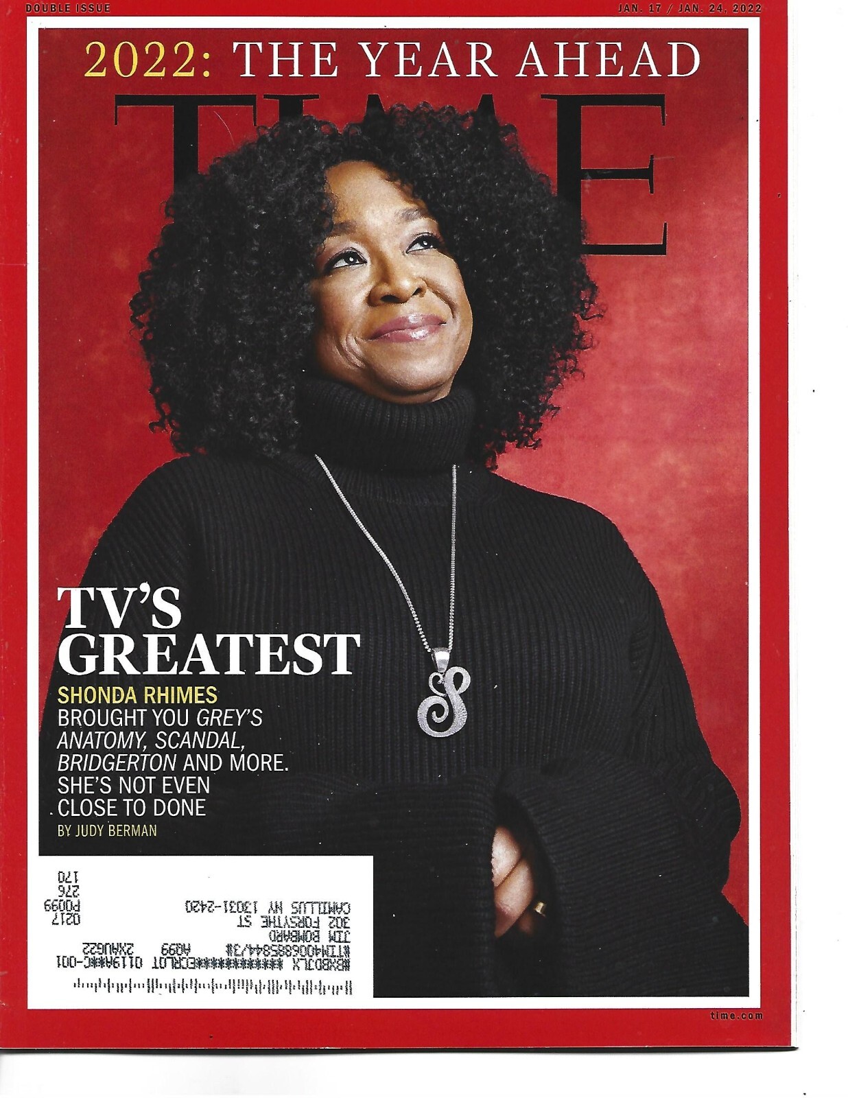 JANUARY 17 2022 TIME MAGAZINE SHONDA RHIMES 6 CDC MONEY THE FUTURE EILEEN GU SKI