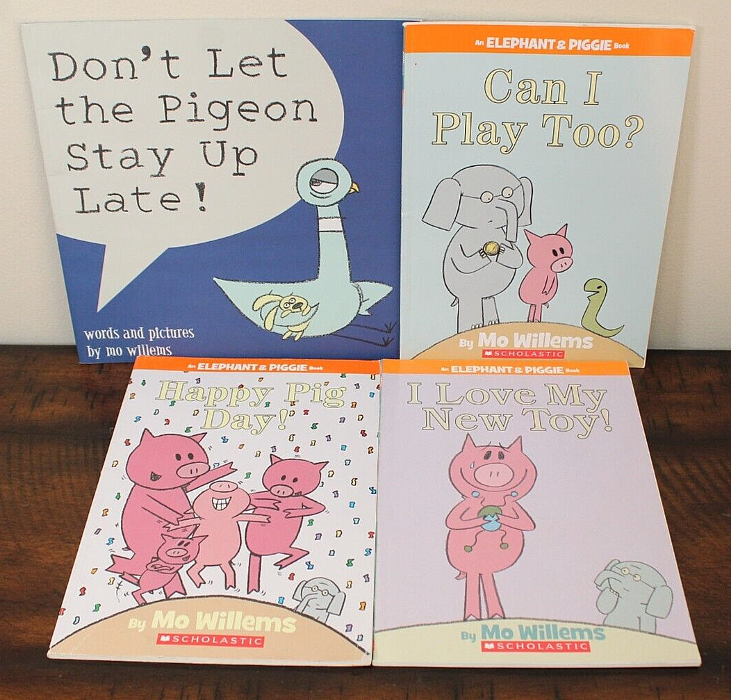 MO WILLEMS BOOK LOT Elephant & Piggie Early Readers + Pigeon Stay Up Late Books