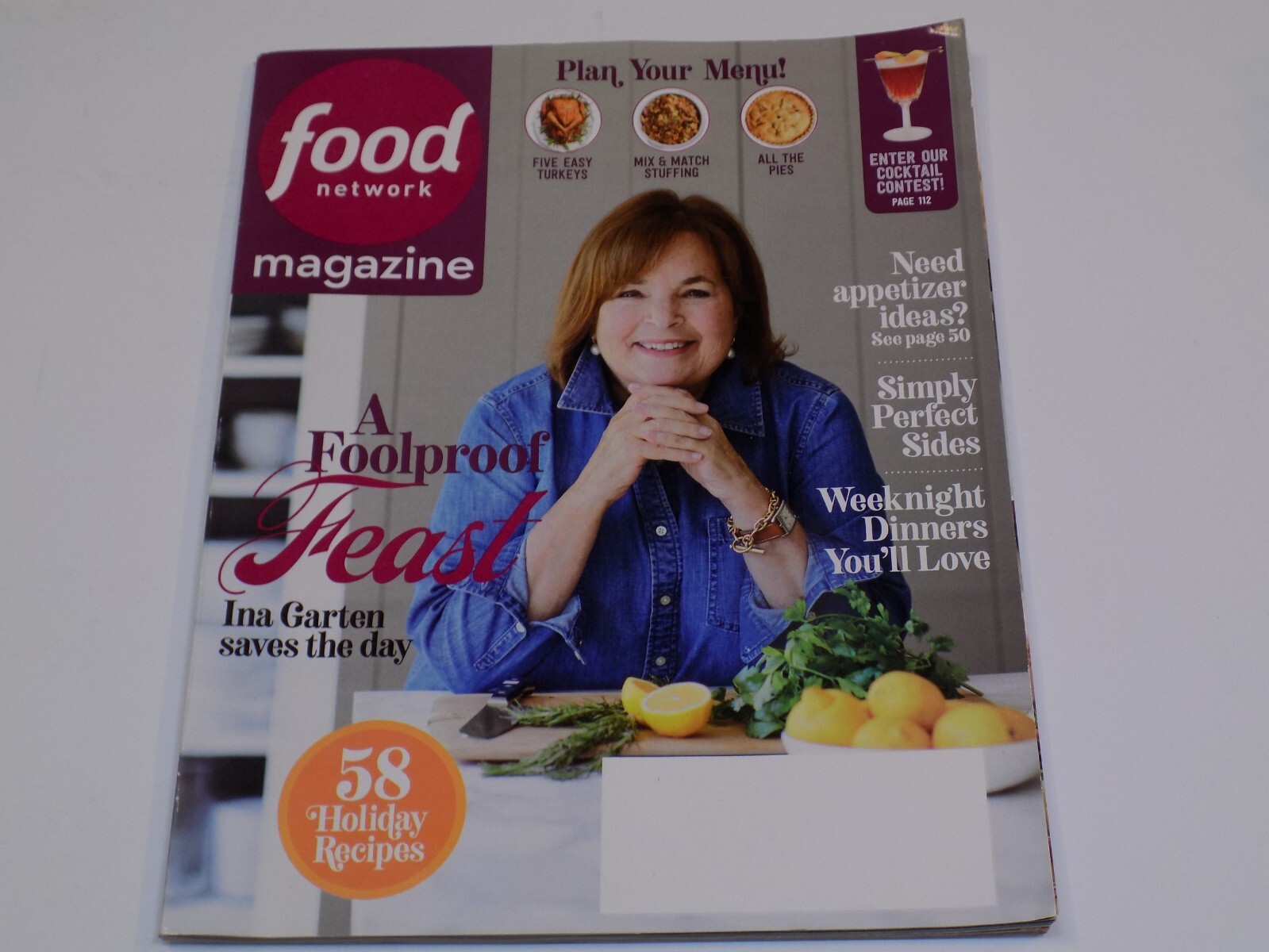 Food Network Magazine Nov 2022 Ina Garten Foolproof Feast Holiday Recipes Sides