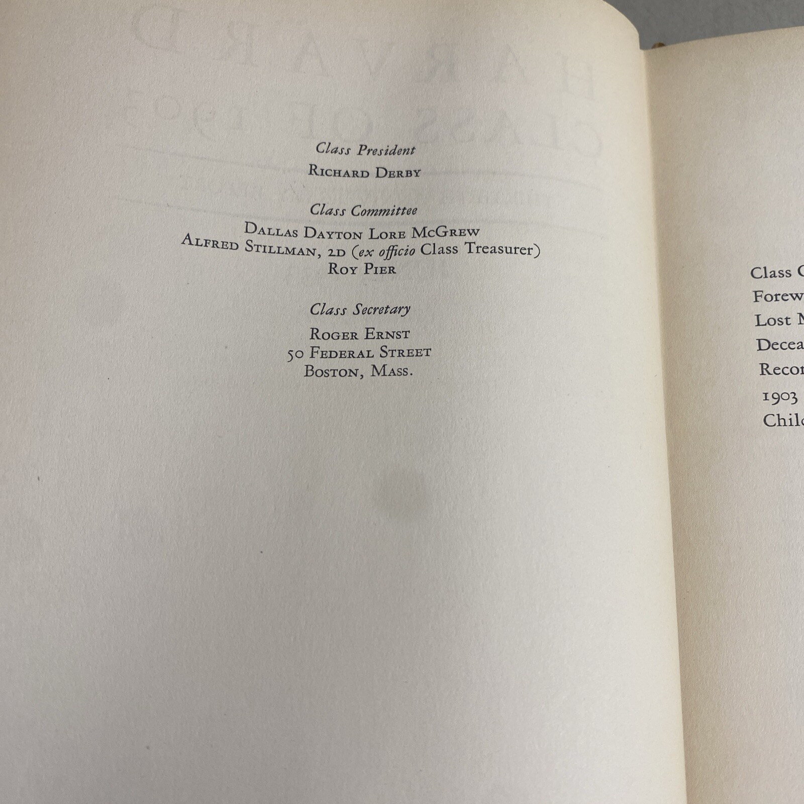 Harvard College Class of 1903, 13th Anniversary Report, Hardcover / CYE