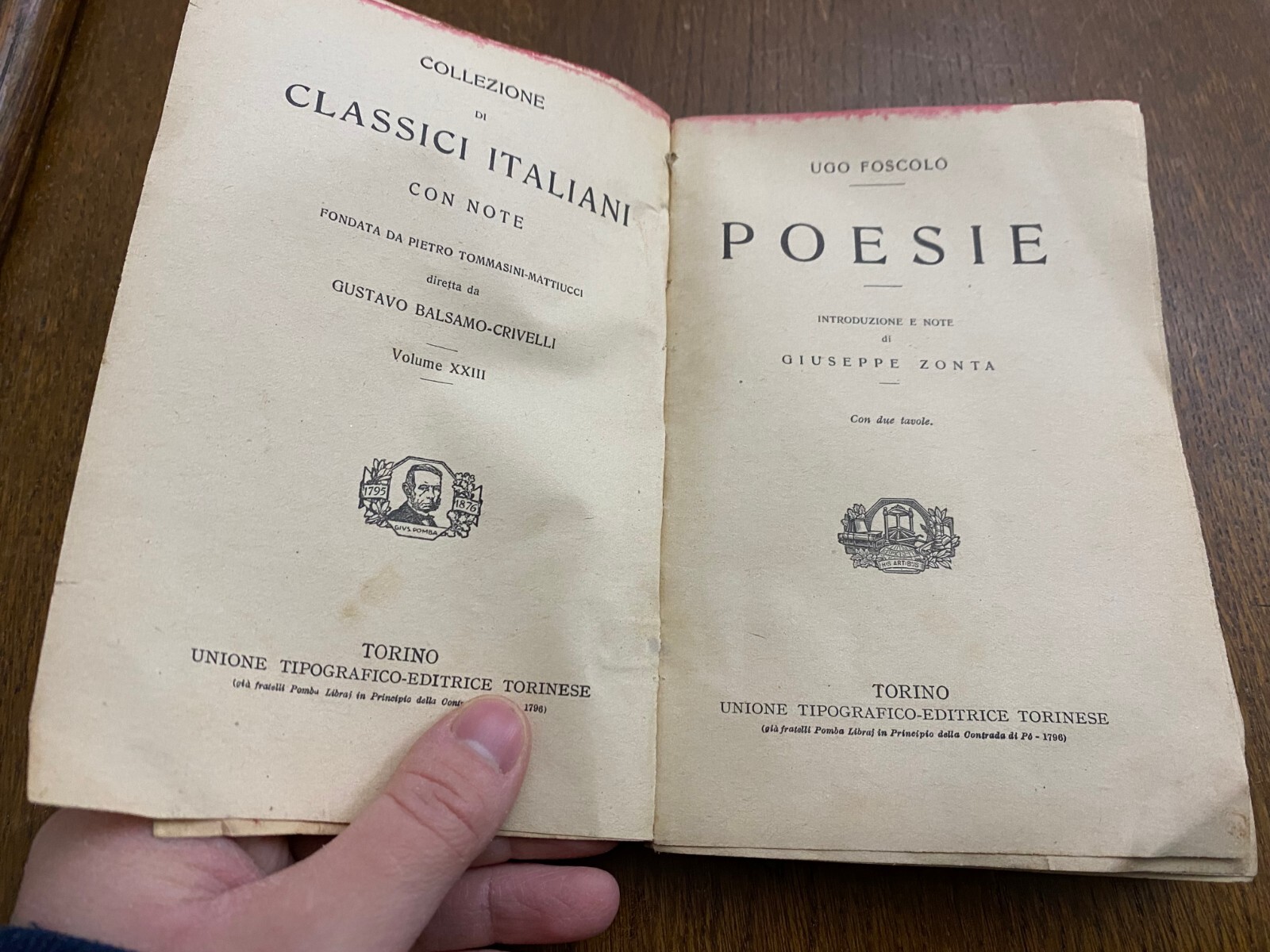 OLD ITALIAN BOOK POESIE CLASSICI ITALIANI #398 BY UGO FOSCOLO YEAR 1796