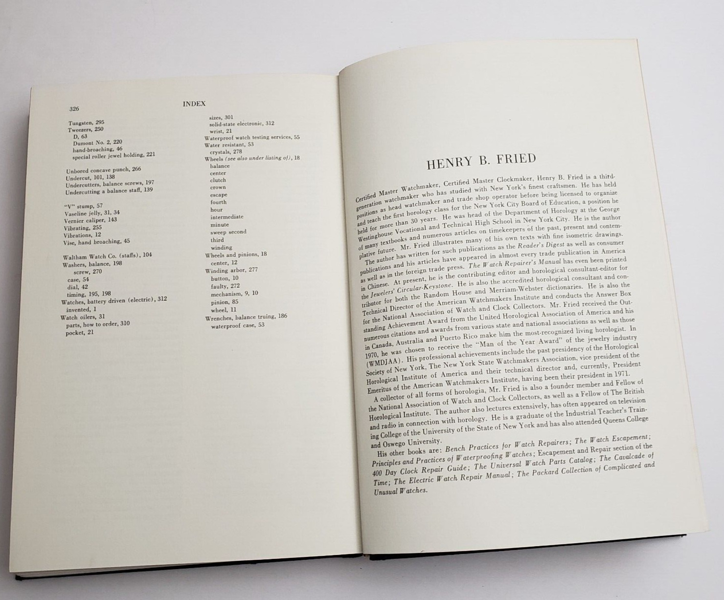 1973 The Watch Repairer&rsquo;s Manual Henry B. Fried Third Edition No Jacket