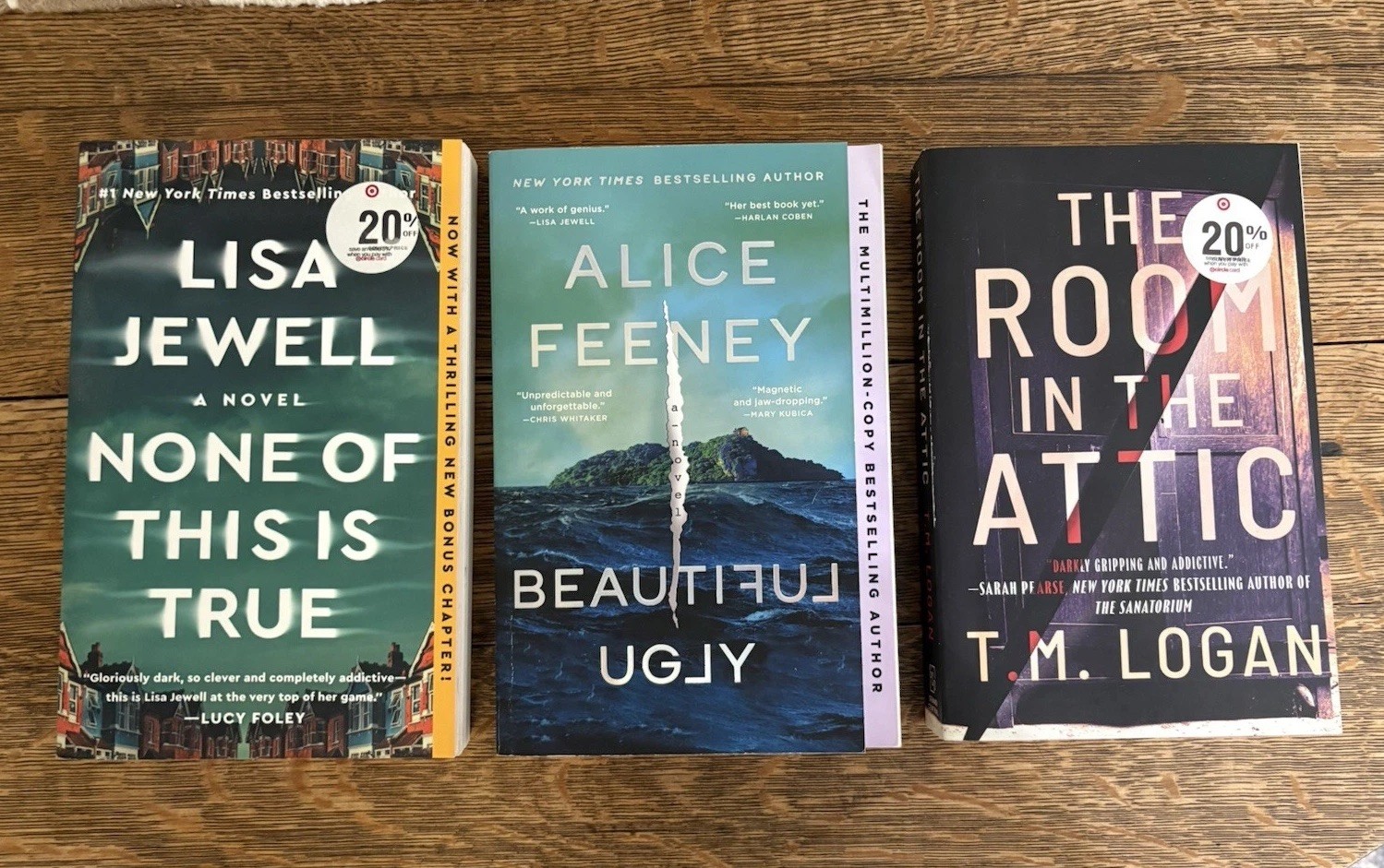 Lot Of 3 British/UK Mystery Fiction. Alice Feeney, T. M. Logan, Lisa Jewell.