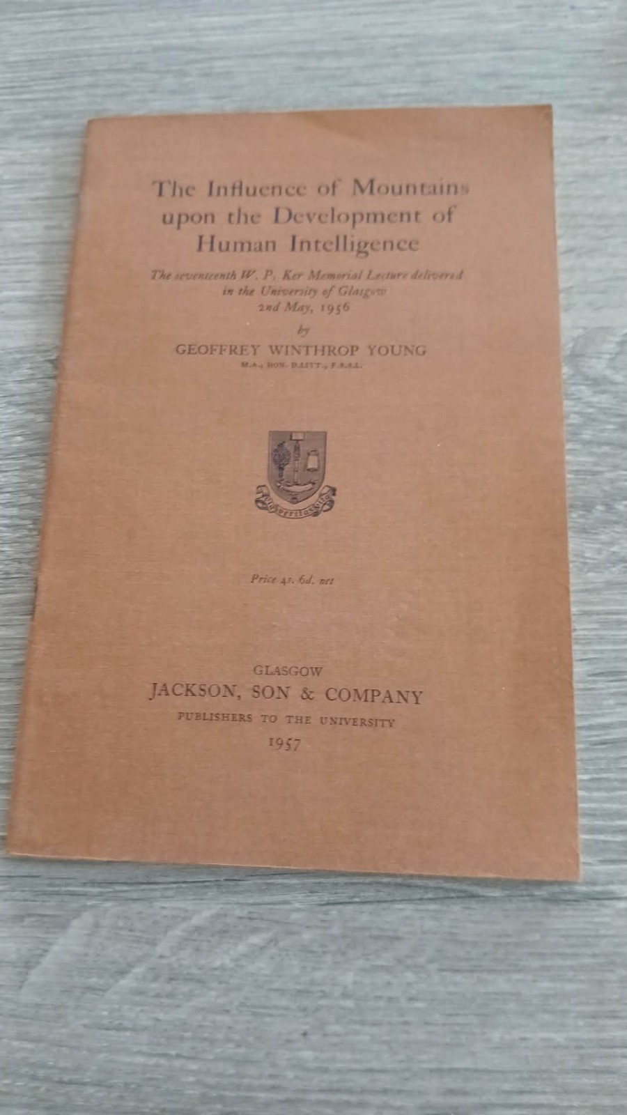 Rare Geoffrey Winthrop Young lecture Climbing mountaineering text. VG 1st Alps