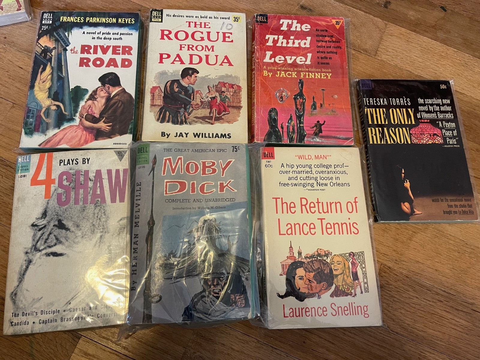Lot of 7 VINTAGE fiction books from Dell Publishing (Lot #8)
