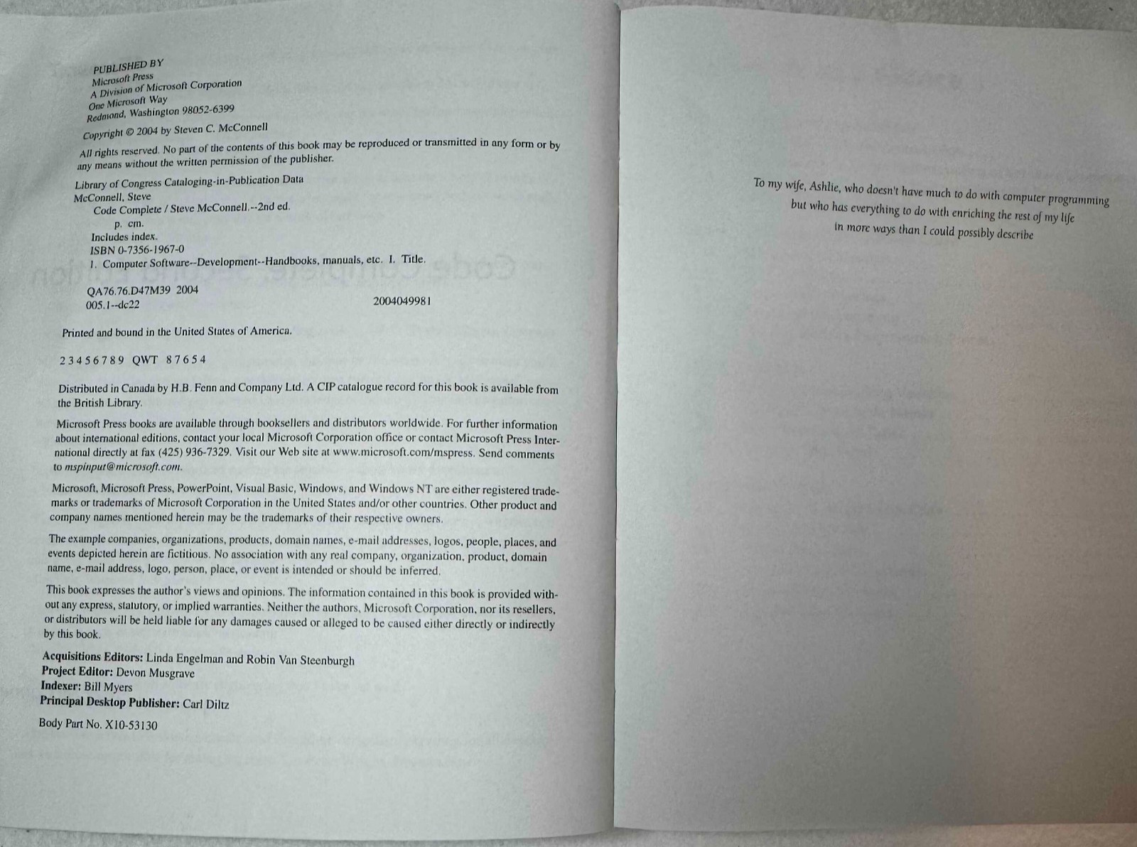 Code Complete 2nd Edition Steve McConnell Microsoft Press Softcover