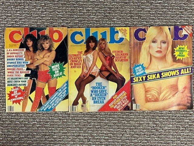 3 Club Mens Magazines 1980&rsquo;s Collectible Back Issues