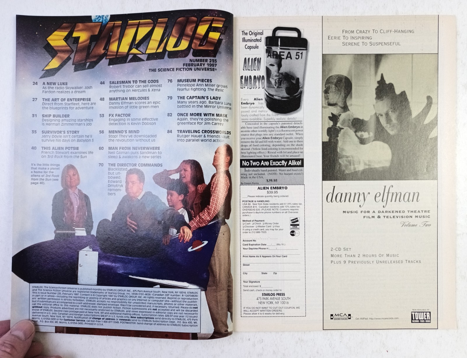 STARLOG #235 FEBRUARY 1997 WITH POSTER. 3RD ROCK BABYLON 5 STAR WARS ELFMAN. VG