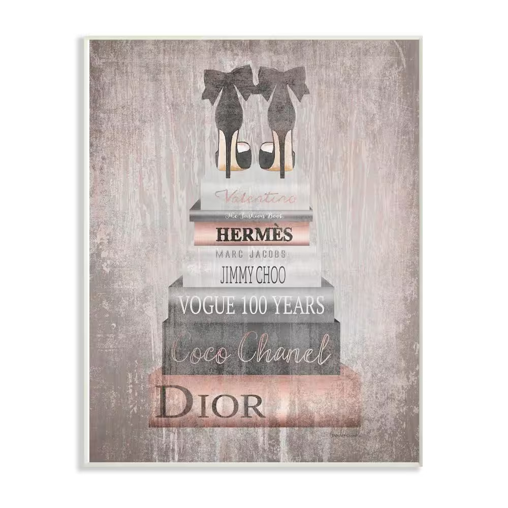 10 In. X 15 In. « Book Stack Heels Metallic Pink » by Amanda Greenwood Printed Woo