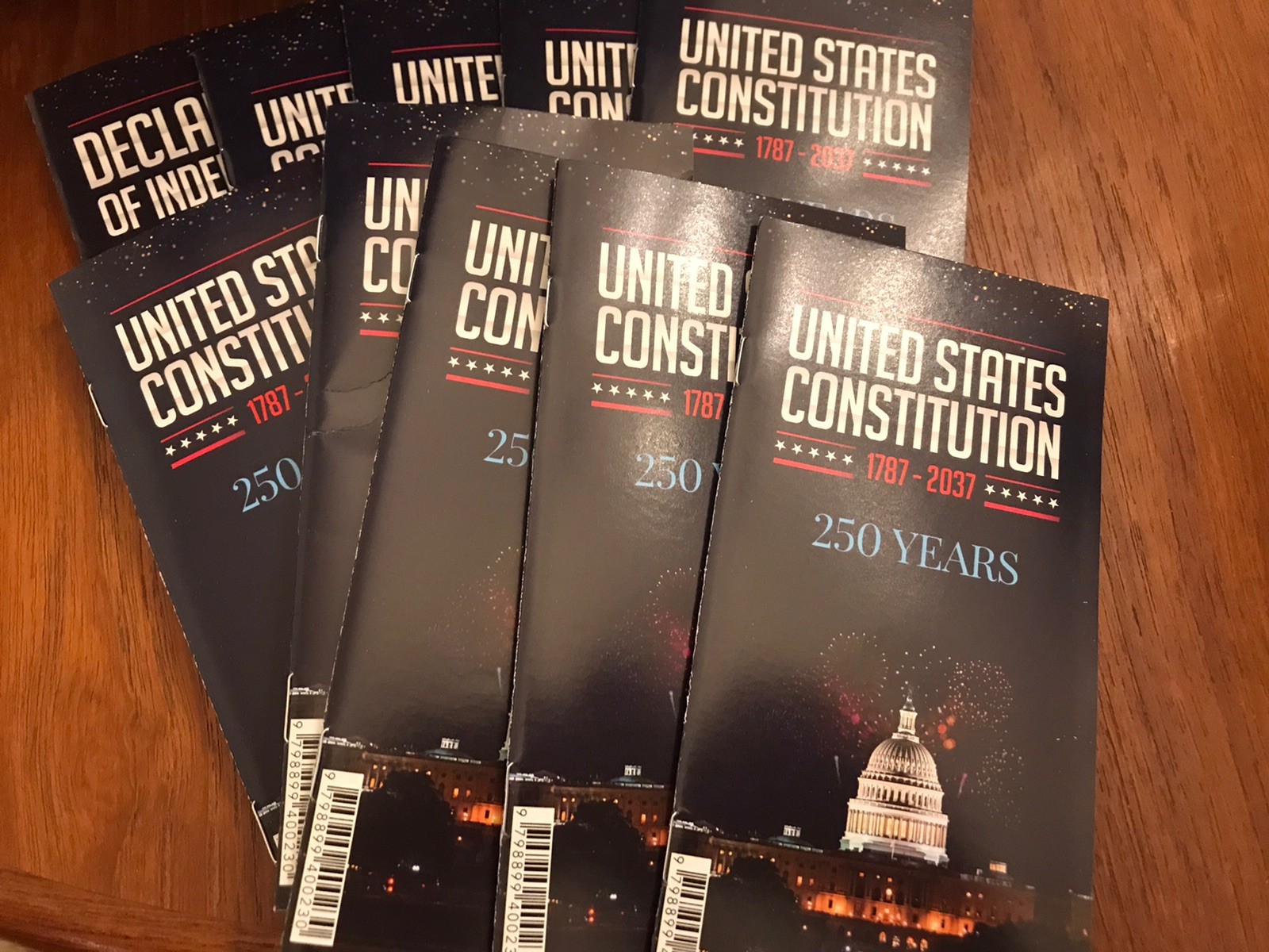 10 Pocket US Constitution & Declaration Independence English 250th Anniversary