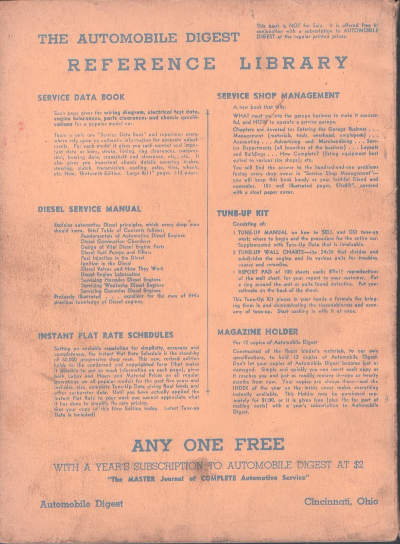 Automobile Digest Engine Service Manual 1938 7th Edition MN1761