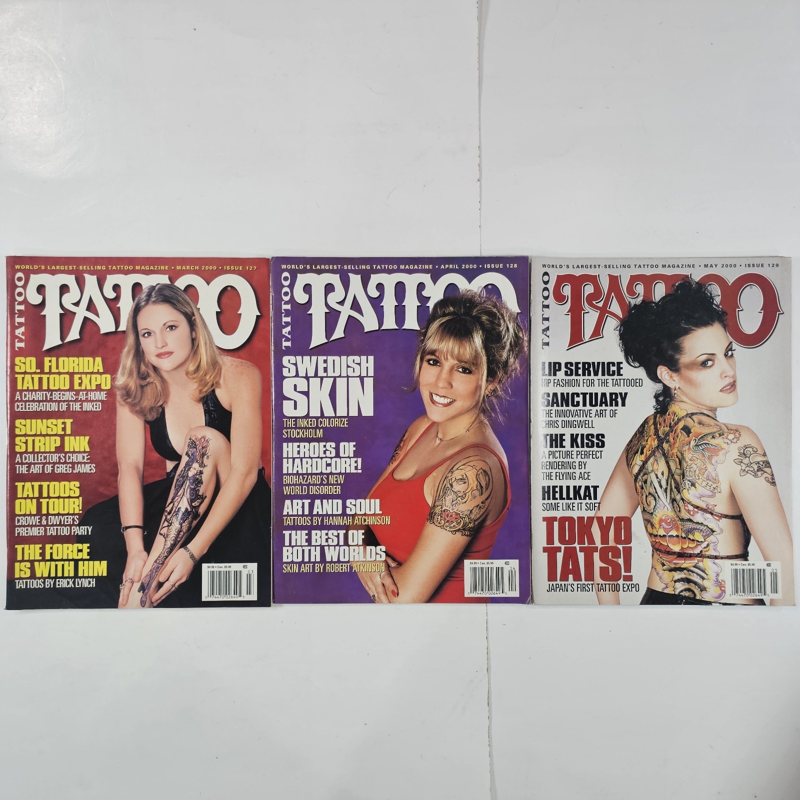Vintage 1990s Lot Of 3 Tattoo Magazines Issue #127-129