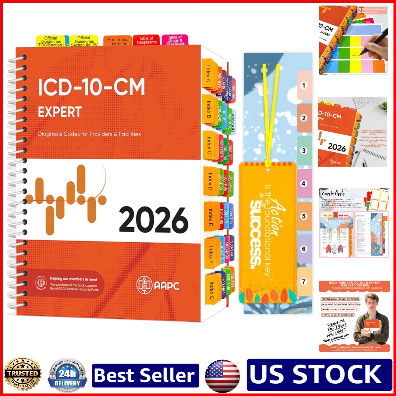 Complete Set of 72 ICD-10-CM Expert Index Tabs with Easy Installation Guide