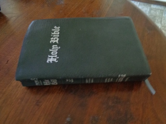 RIVERSIDE gray Genuine Leather Holy Bible KJV Giant Print Living Word WOC in red