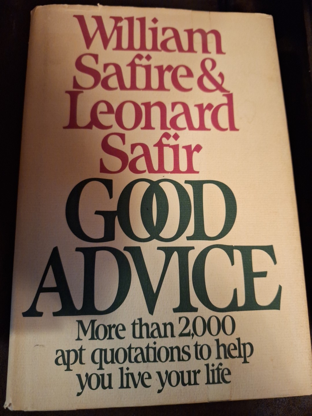 Good Advice – Leonard Safir and William Safire (1982, Hardcover, Dust Jacket)
