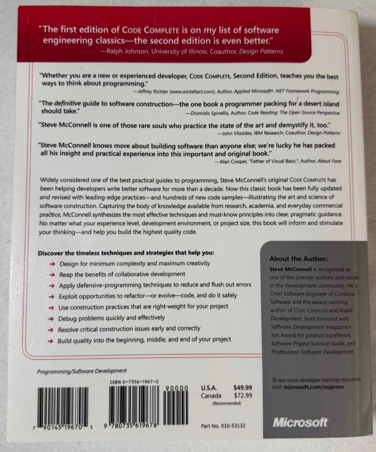 Code Complete 2nd Edition Steve McConnell Microsoft Press Softcover