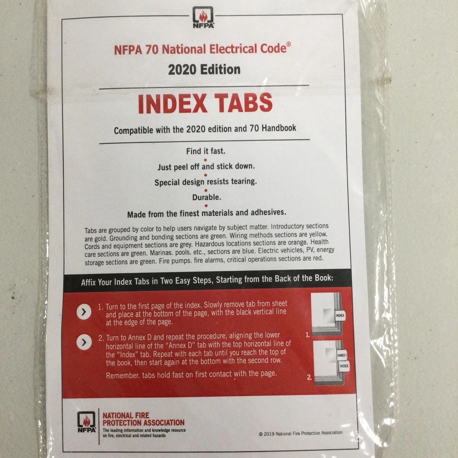 NFPA 70 NEC 2020 Edition INDEX TAB Free Shipping USA Stock