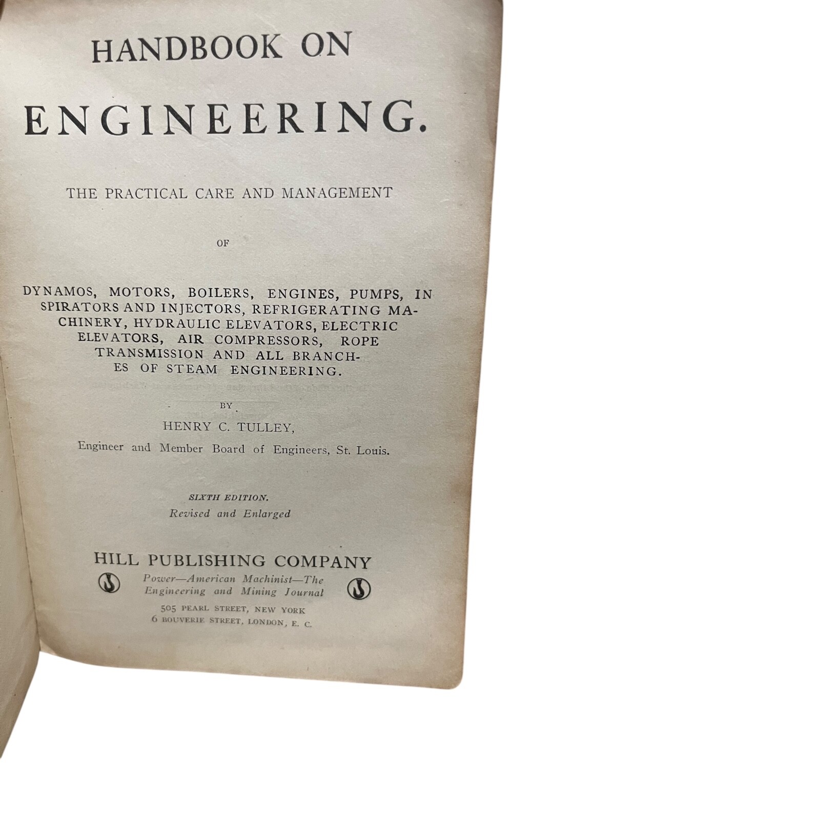 Handbook on Engineering – Henry Charles Tulley (1907) – Sixth Edition
