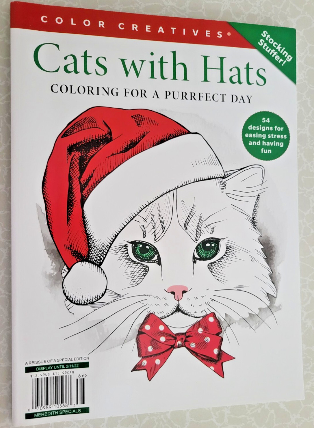 Cats With Hats ADULT COLORING BOOK – 2022 Meredith Publication -54 Fun Designs