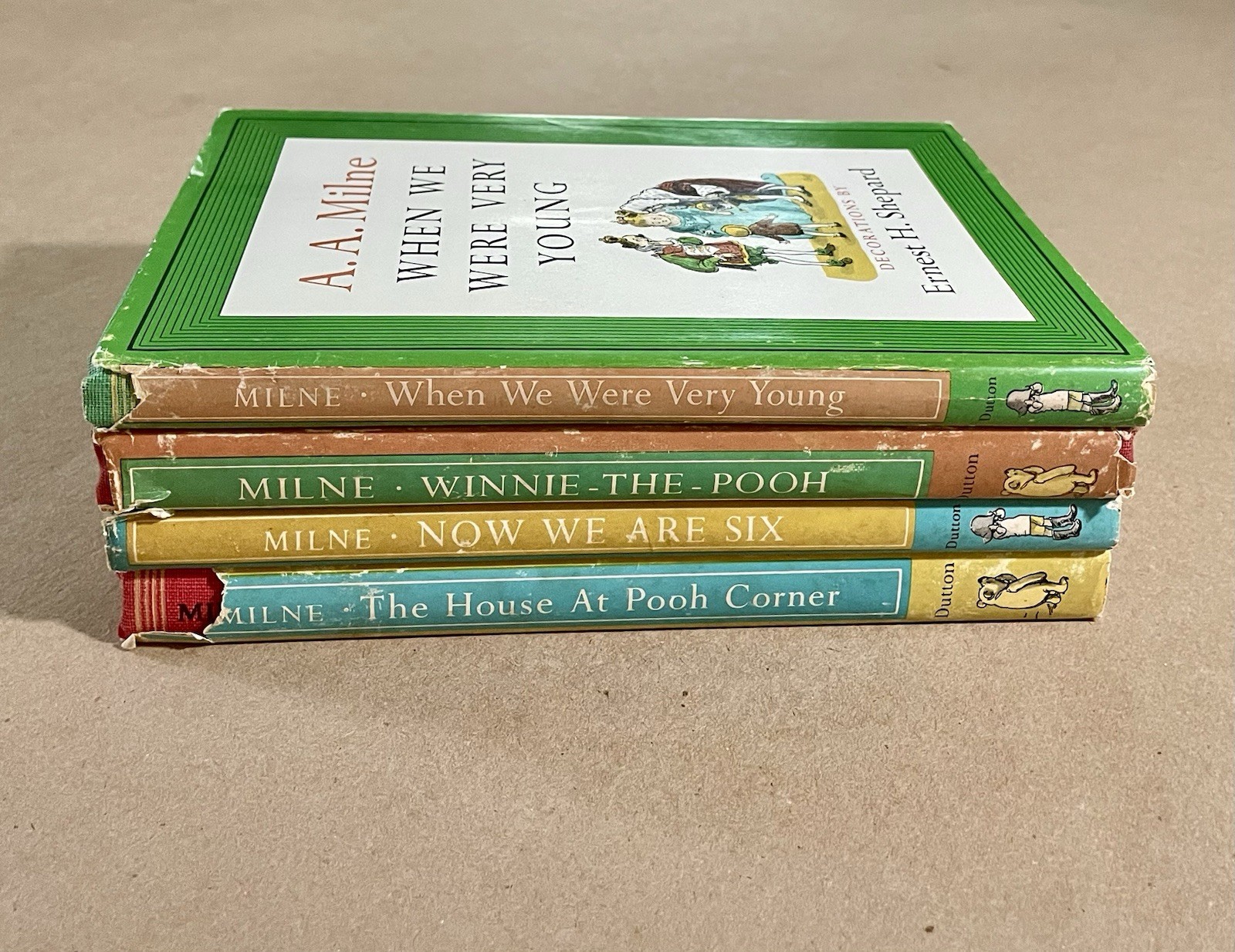 4 LOT: Winnie the Pooh Series, A.A. Milne, 1961 Reprint, HC/DJ, GOOD