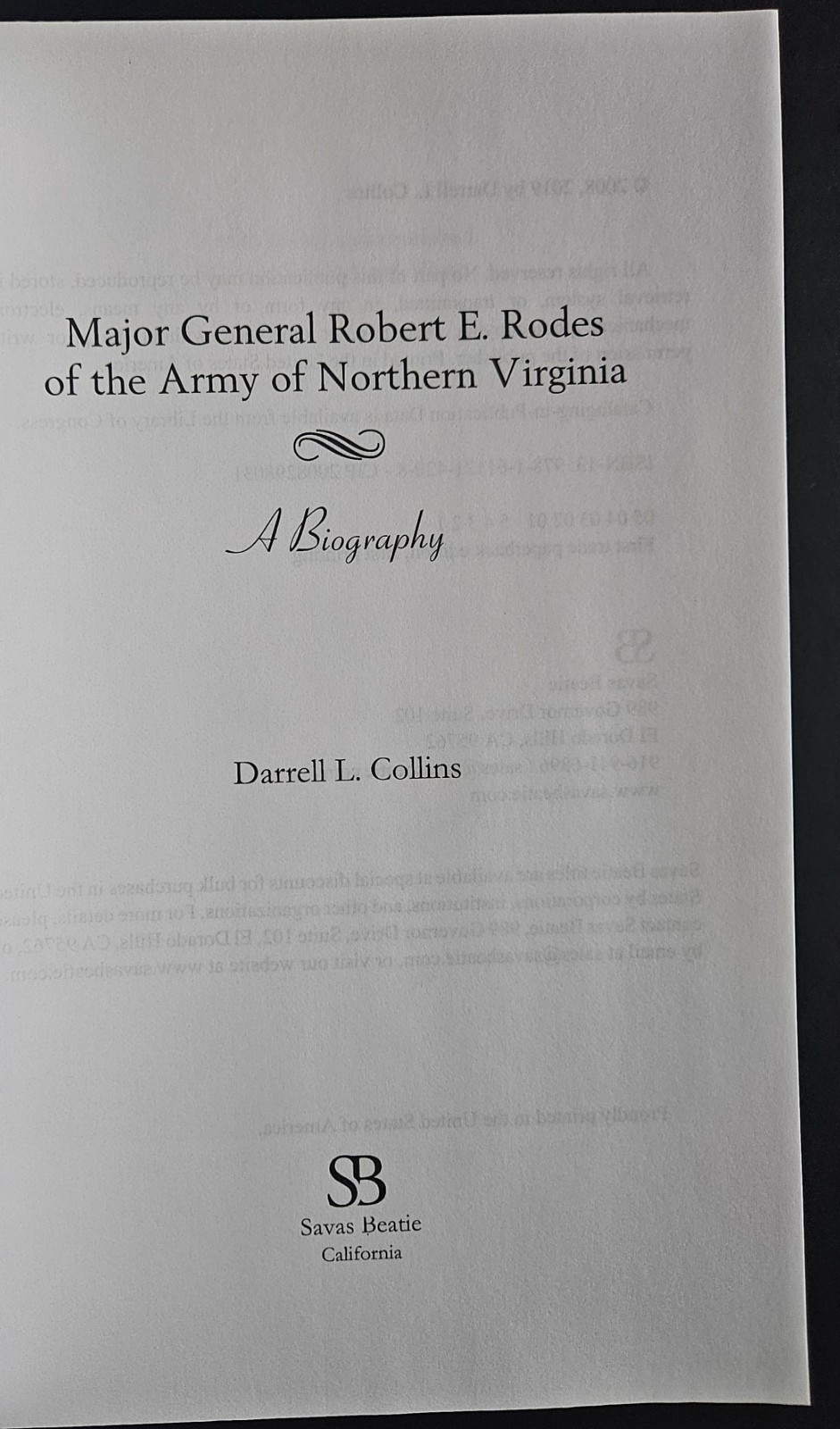 Major General Robert E. Rodes – Darrell L. Collins – 2008, Paperback