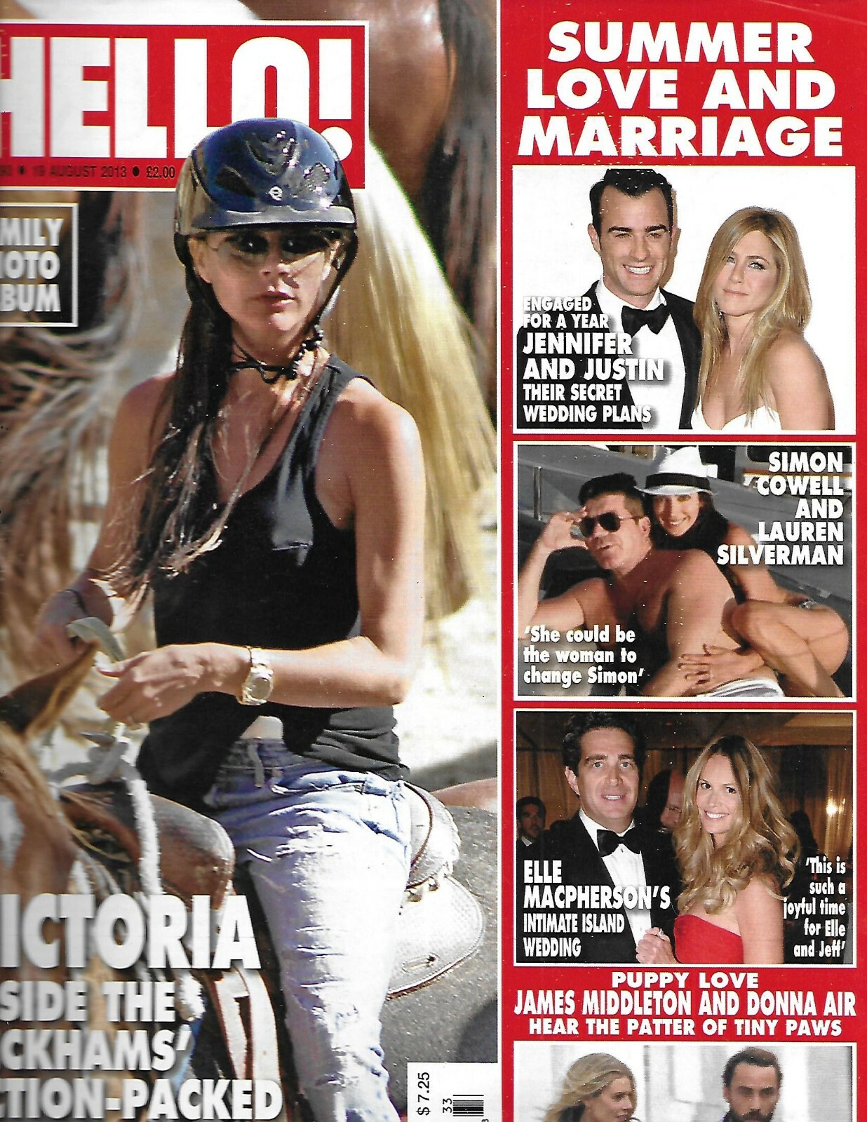 Hello Magazine Victoria Beckham Jennifer Aniston Justin Theroux Elle Macpherson