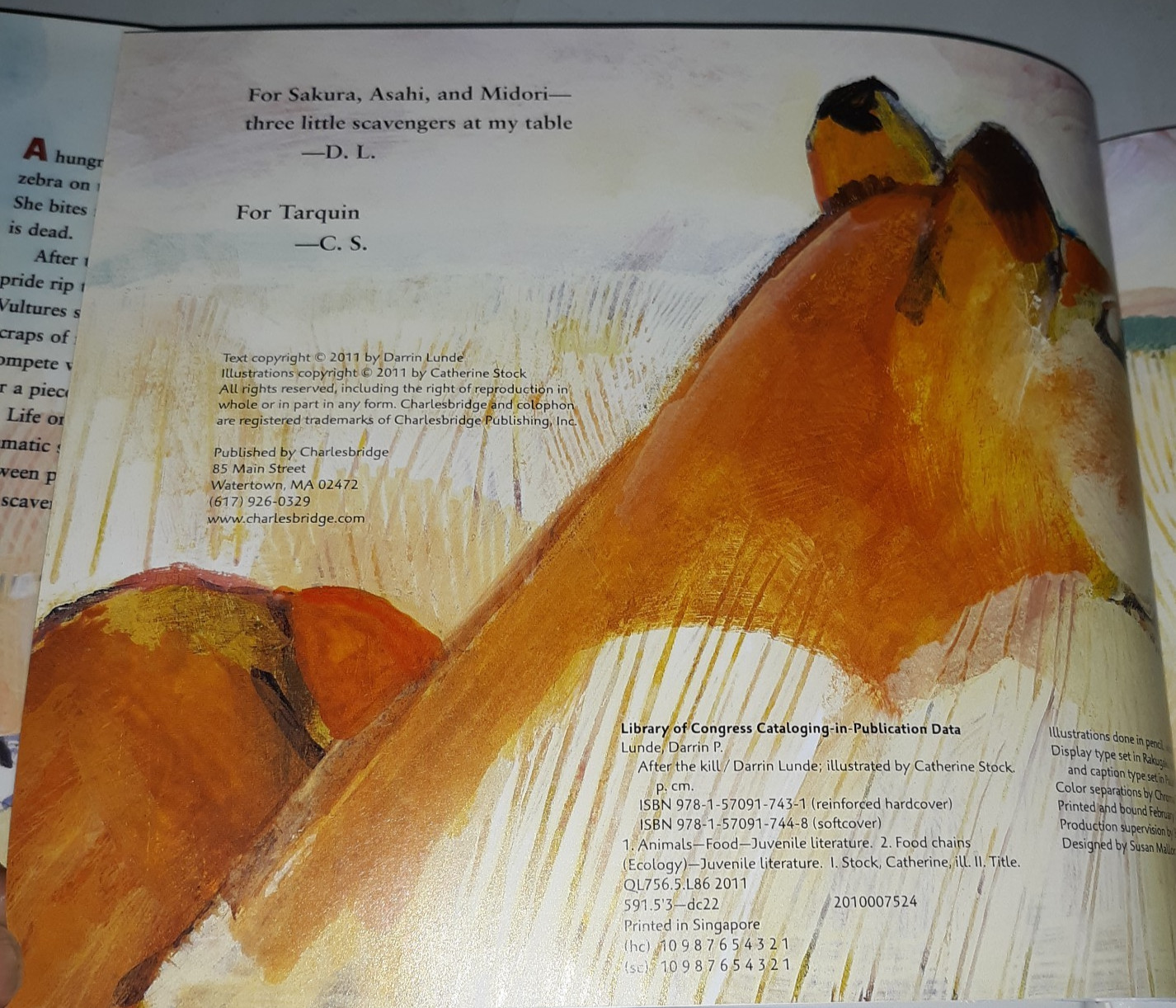 After the Kill by Darrin Lunde Illustrated by Catherine Stock Ex-Library