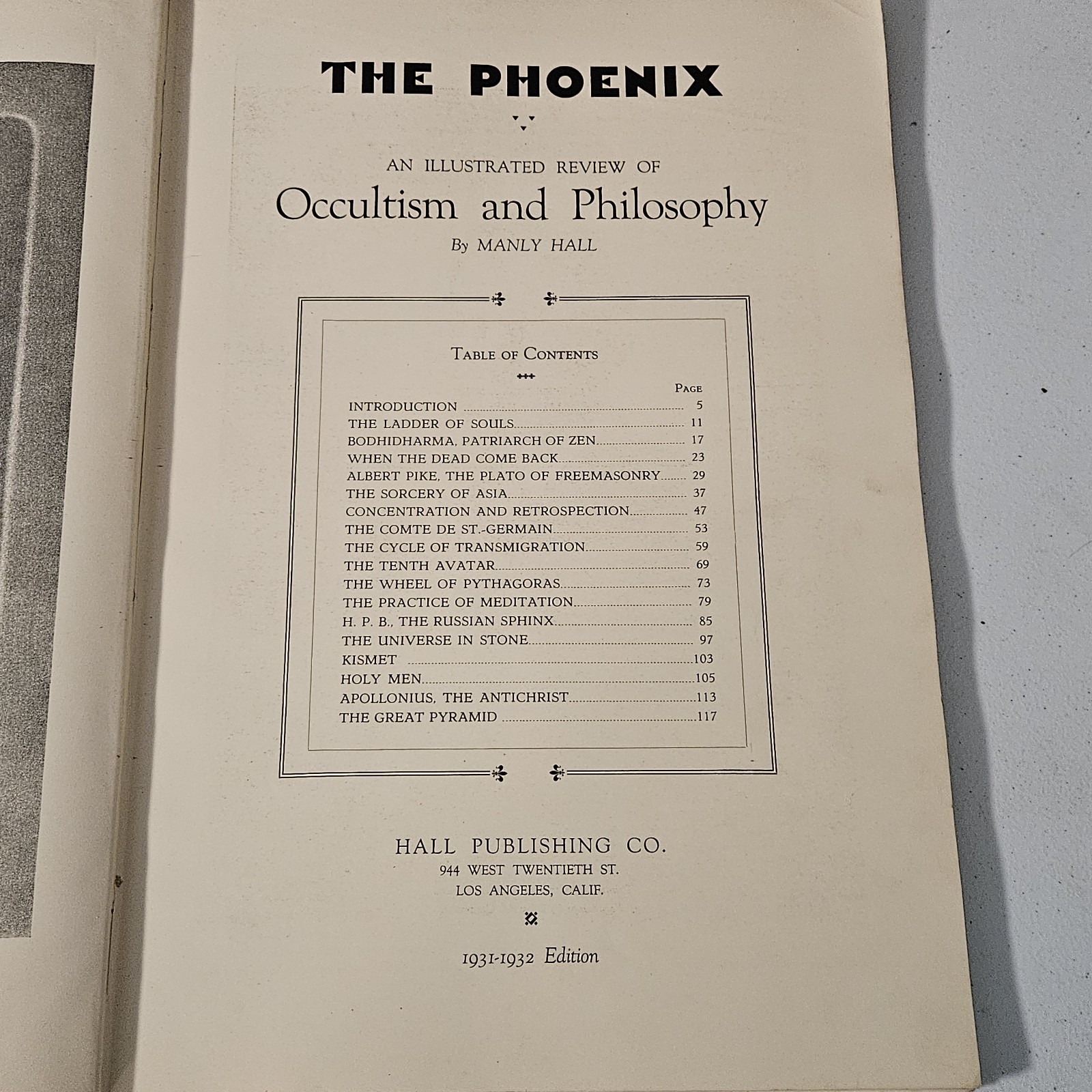 1931-32 Vintage Occult Book: The Phoenix By Manly Hall Limited Edition /3000
