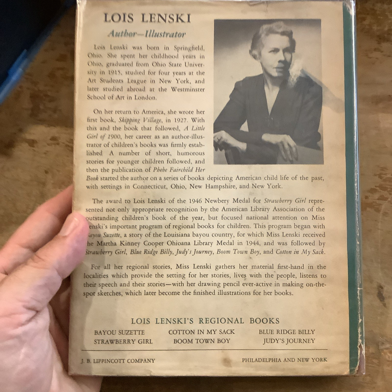 Lois Lenski First Edition Cotton In My Sack Hardcover Dust Jacket 1949 Children