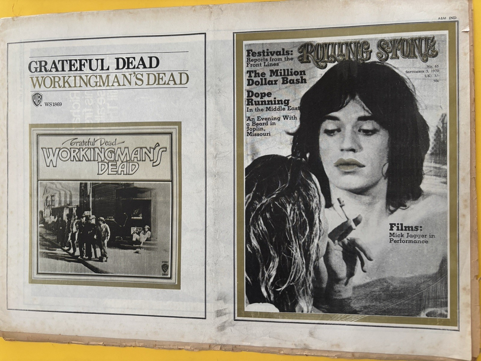 Rolling Stone magazine newspaper September 3 1970 Mick Jagger Performance
